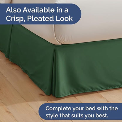 Bedskirt Full Size Ruffle - 15 inch Drop Dust Ruffle Bed Skirt with Platform - Soft, Easy Fit, Premium Hotel Quality - Wrinkle, Fade & Shrink Resistant - For Women, Men, Kids and Teens - Emerald Green