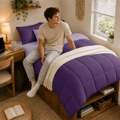 Anluoer Twin Comforter Set, 5 Piece Bed in a Bag Twin Bedding Sets
