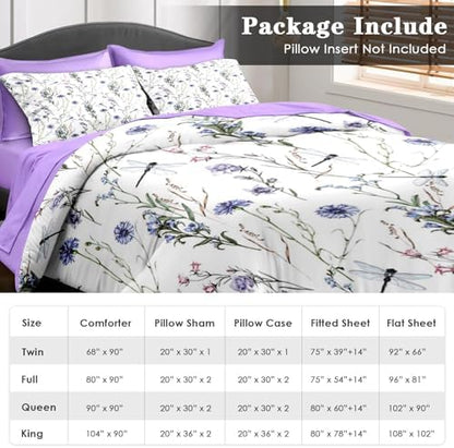 Pamnest Twin Comforter Set with Sheets, 5 Pieces Dragonfly Bedding