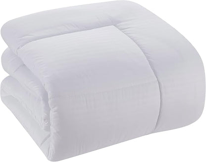 Queen Comforter Set 8 Piece Bed in a Bag with Bed Skirt, Fitted Sheet, Flat Sheet, 2 Pillowcases, 2 Pillow Shams, Queen, Dobby White