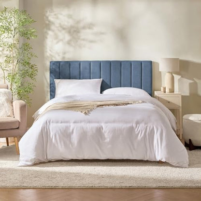 Nestl Upholstered Full Headboard - Easy Assemble Channel Stitched Headboard Full Size - Wall Mounted Headboards with 3D Soundproof Wall Panels Peel & Stick Floating Headboards, Slate Blue