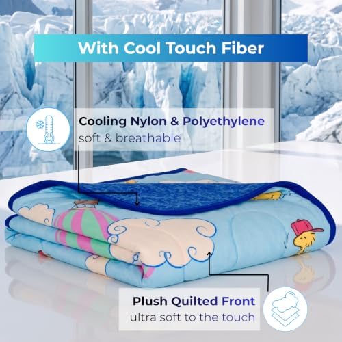Peanuts® Snoopy Cooling Throw Blanket for Hot Sleepers, 50 x 70 Inch Lightweight All-Season Throw, Soft Breathable Cooling Fabric for Couch, Bed, (Officially Licensed Product) by Franco Calm