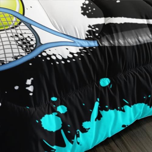 Kids Sports Balls Bedding Twin Comforter Set for Boys,Black Football Basketball Baseball Print Comforter Set for Kids Bedroom Decorate,Sports Themed Bedding Comforter Set with 2 Pillowcases.