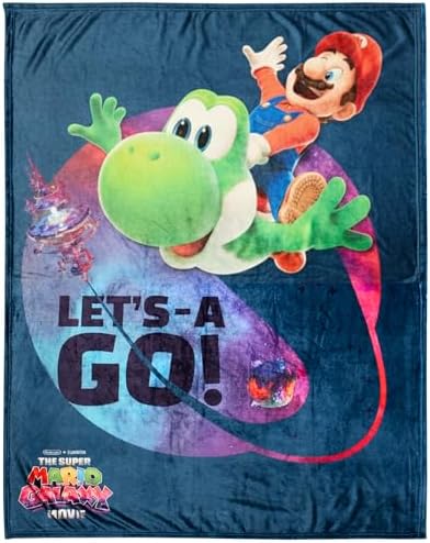 The Super Mario Galaxy Movie Throw Blanket, Yoshi, Soft Cozy Decorative Blanket for Couch, Bed, or Gaming Room (100% Officially Licensed Product) By Franco Collectibles