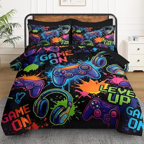 WeCozy 7 Pieces Full Comforter Set for Boys - Gaming Bedding for Kids