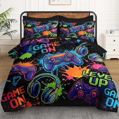 WeCozy 5 Pieces Twin Comforter Set for Boys - Gaming Bedding for Kids