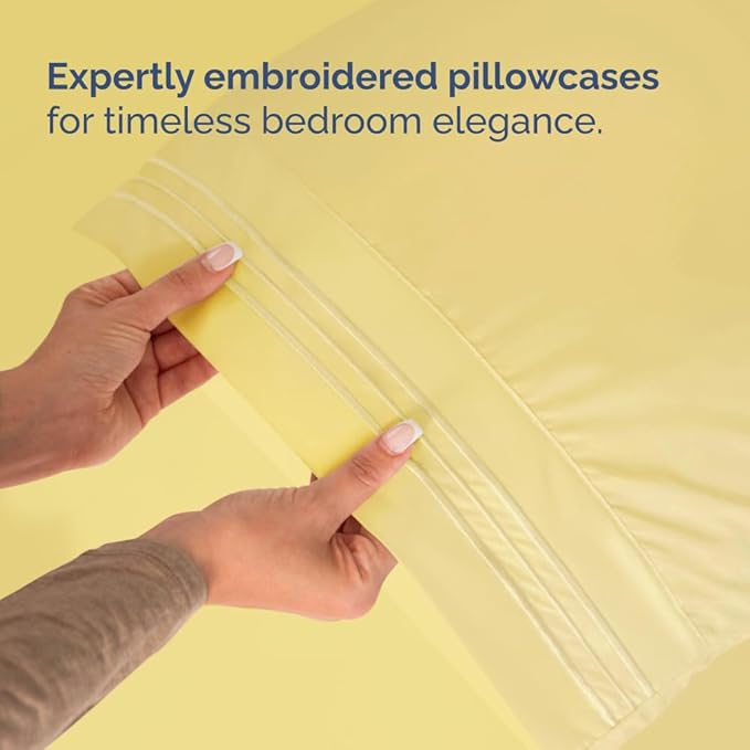 Full XL Bed Sheet - 4 Piece Full XL Bed Sheets Set - Soft, Breathable & Cooling - Hotel Luxury Bedding for Women, Men, Kids, Teens, Boys & Girls - Deep Pockets, Comfy, Fade and Wrinkle Free - Yellow