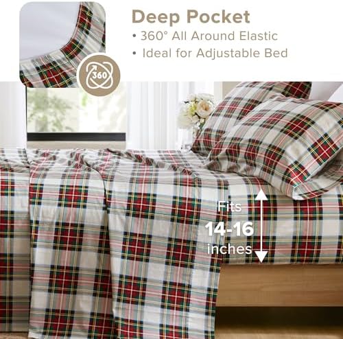 Comfort Spaces 100% Cotton Percale Sheets Queen Sheet Set, 4 Piece