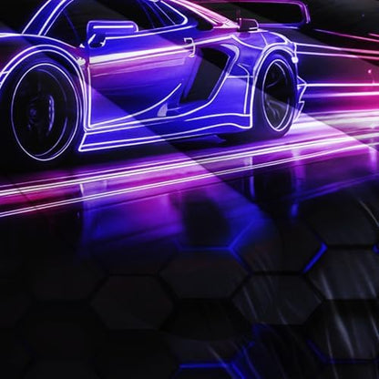 HOSIMA Hexagon Geometric Race Car Full Comforter Set with 2 Pillowcases.