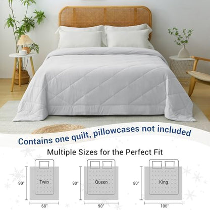 Viviland Cooling Blanket for Hot Sleepers, Cooling Comforter Queen Size, Breathable Lightweight Double-Sided Summer Blanket, Comfortable Soft All Season Grey 90 x 90 inches
