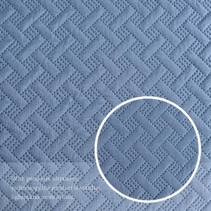 FLYMME Oversized King/California King Quilt Set 118"x106", Bluish Grey 3-Piece Floor-Length Bedspread, Premium Microfiber Lightweight Coverlet for King/California King Bed (1 Quilt, 2 Shams)