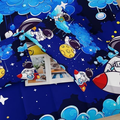 Space Theme Comforter Set - King Size Galaxy Bedding Set for Kids, Astronaut King Bedding Sets for Boys, Blue Comforter, Outer Space Bedroom Decor