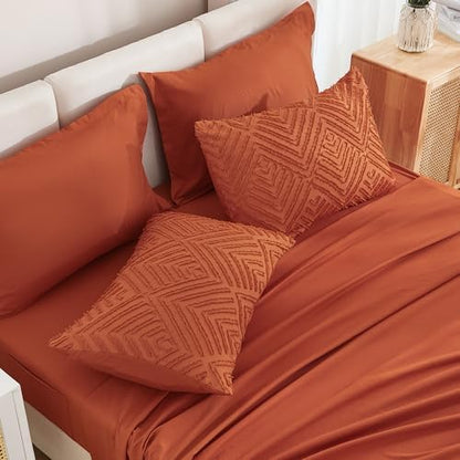 Andency Oversized Queen Comforter Set 7 Pieces, Burnt Orange
