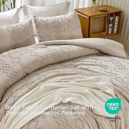 Andency Twin Comforter Khaki, 2 Pieces Tufted Geometric Bedding