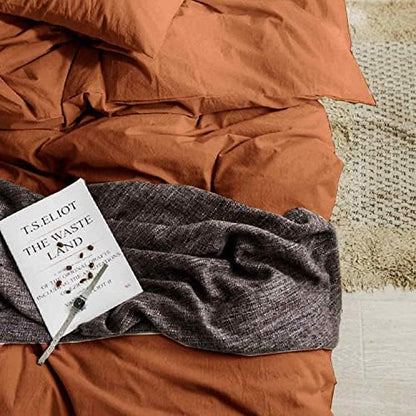 Queen Size Comforter Set 3 Piece, Burnt Orange, 90x90 inch