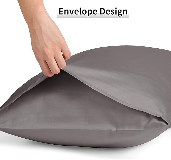Warmstar Cotton Pillow Cases Queen Size Set of 2, 600 Thread Count Pillowcases 20x30 Inches, Soft Long Staple Cotton Pillowcases Breathable with Envelope Closure,Dark Grey