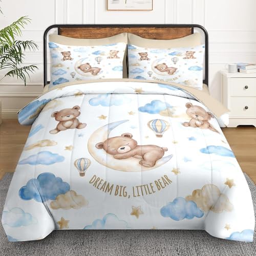 WeCozy Full Comforter Set with Sheets, 7 Pieces Bear Cloud Bedding