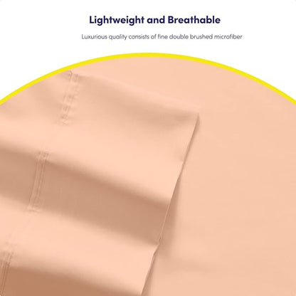6 Piece Bed Sheet Set, Twin, Peach