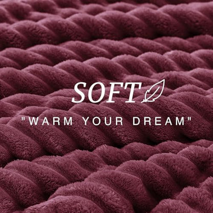 EXQ Home Fluffy Comforter Set King Size,3 Pieces Bed Set,Burgundy