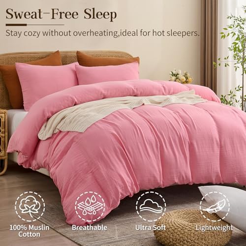 MEISHANG Muslin Duvet Cover King Size - 100% Organic Cotton
