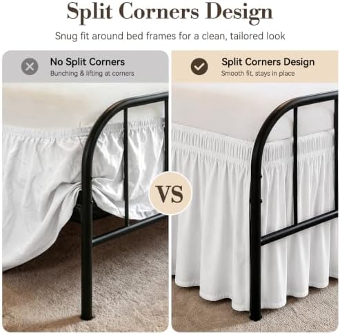 RIMELA Bed Skirt with Split Corners, King, 18 Inch Drop, White