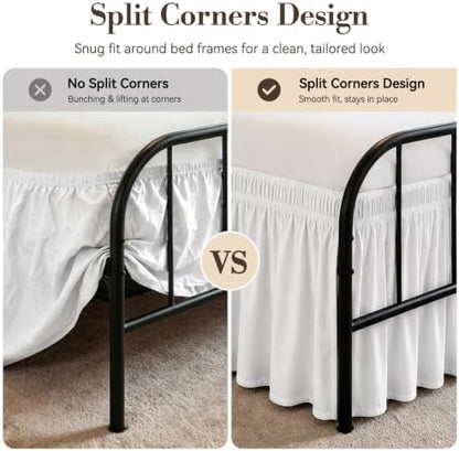 RIMELA Bed Skirt with Split Corners, Queen, 12 Inch Drop, White
