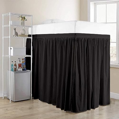 Crown Collection Full XL 32" Inch Drop Long Dorm Bed Skirt, Ruffled Pattern College Dorm Room Bed Skirts, Split Corner, Easy Care, No Wrinkle Microfiber Bed Skirt