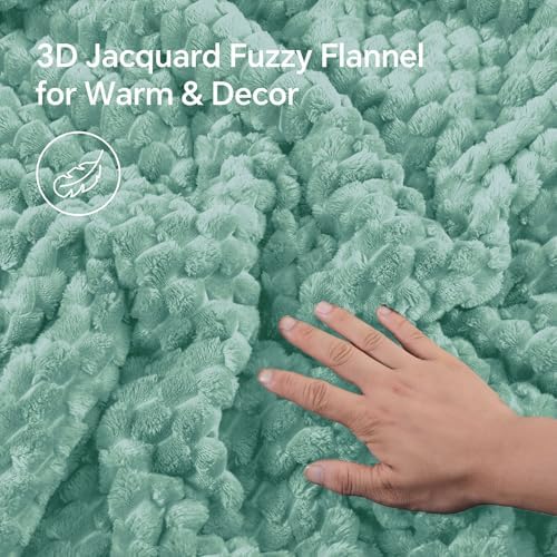 BEDELITE Fluffy King Size Comforter Set, Haze Blue Fleece Bed Set 3 Pieces