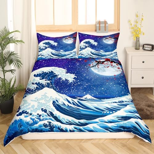 Feelyou Japanese Wave Duvet Cover Queen Size Boys Girls Teens