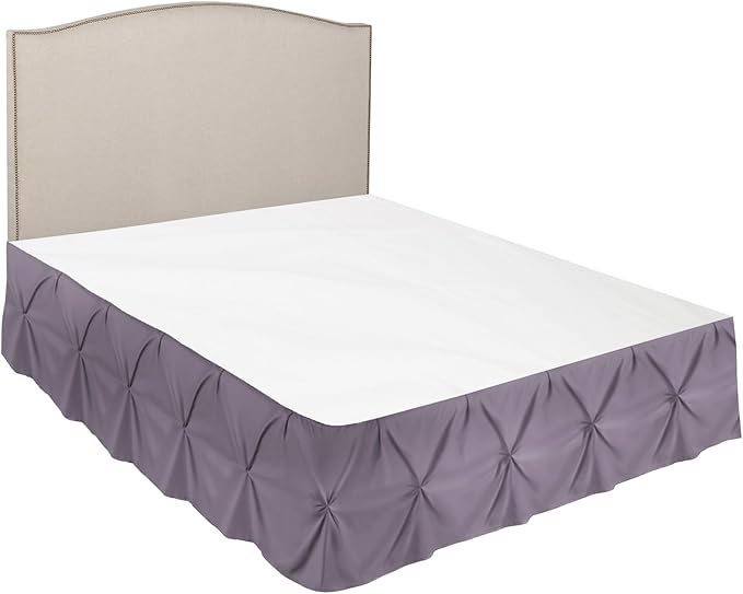 Nestl Grayish Purple Bed Skirt Queen Size, Pinch Pleat Queen Bed Skirt, 14" Inch Drop Queen Bedskirt, Hotel Quality Purple Bed Skirts, Microfiber Bedskirt for Queen Bed, Grayish Purple Queen Bed Skirt
