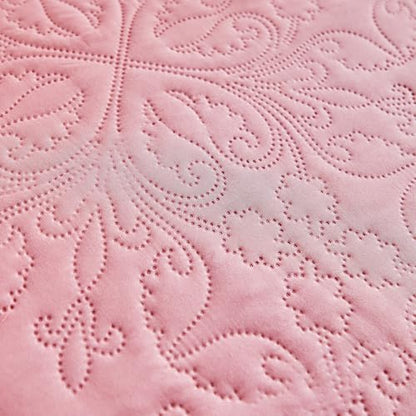 Ruffles Quilt Set Twin Size 68 * 86in - 2 Pieces Solid Shabby Chic Farmhouse Ruffled Bedding Rustic Coverlet Lightweight Fluffy Summer Oversized Bedspread with Shams for Women Men Pink