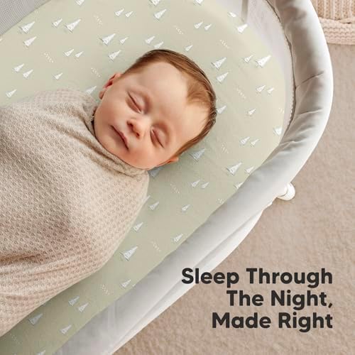 2pk Organic Baby Bassinet Sheets Boys, Girls, Fitted Sheet (Pine Grove)