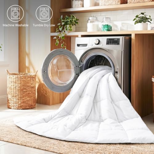 CozyLux Super King Comforter Set, 3-Piece Box-Stitched, White