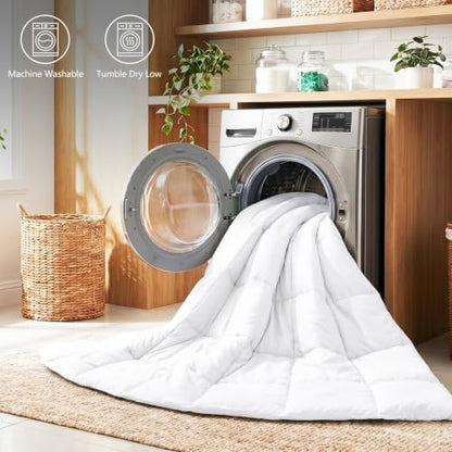 CozyLux Super King Comforter Set, 3-Piece Box-Stitched, White