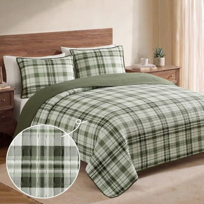 Queen Quilt-Lightweight Bedspread Plaid Quilt Queen Size Quilt Bedding Set