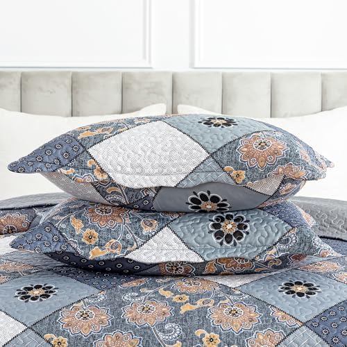 HoneiLife Queen Quilt Bedding Set - 3 Piece Microfiber Quilt Sets Reversible Bedspreads Rustic Coverlets for Queen Beds