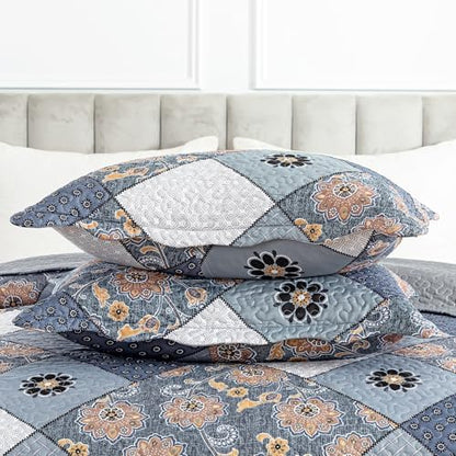 HoneiLife Queen Quilt Bedding Set - 3 Piece Microfiber Quilt Sets Reversible Bedspreads Rustic Coverlets for Queen Beds