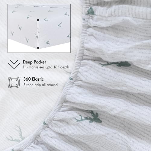 RUVANTI Flannel Sheets Set Full Size, Stag Synphony