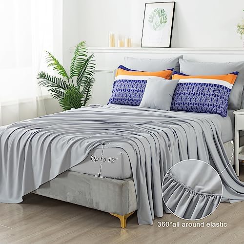 Anibedding 8 Pieces Bed in a Bag,Striped Comforter Set Queen Size