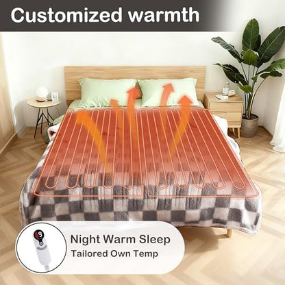 Electric Heated Blanket Full Size 72"×84" with 9 Heating Levels & 1-10Hs Auto Off, Checkered Plaid Double Sided Sherpa, Energy Efficient, Machine Washable, Couch & Bed, Gifts for Family- Light Gray