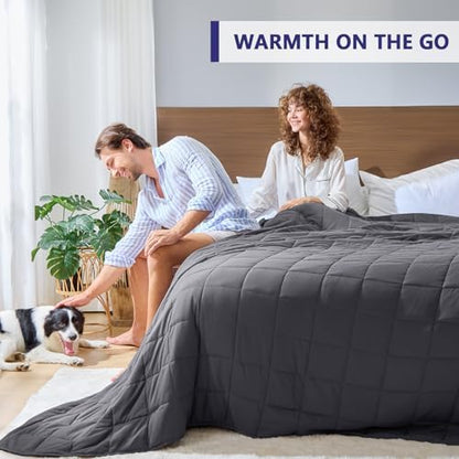 yescool King Size Weighted Blanket for Adults 20lbs, 80” x 87”, Grey& Black