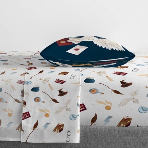 Jay Franco Kids Sheet Set with Fitted, Flat Sheets & Pillow Cover - Ultra-Soft Bedding with Pillowcase for Room Decor, Multi - Harry Potter, 3 Piece Twin