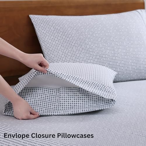 LANE LINEN Twin Sheet Set 100% Organic Cotton Percale Cooling - Polka Dot