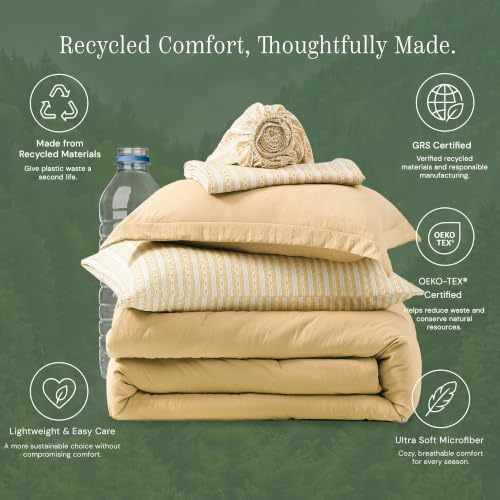 King Comforter Set with Sheets-7 Pieces Soft Recycled Bed in a Bag Bedding