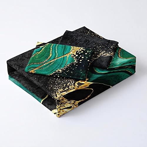 Black and Green Marble Duvet Cover Set Queen Size Gold Veins Malachite Comforter Cover Bedding Set Luxry Art Decor Bedroom