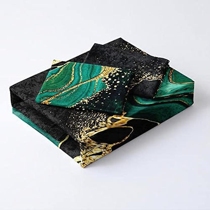Black and Green Marble Duvet Cover Set Queen Size Gold Veins Malachite Comforter Cover Bedding Set Luxry Art Decor Bedroom