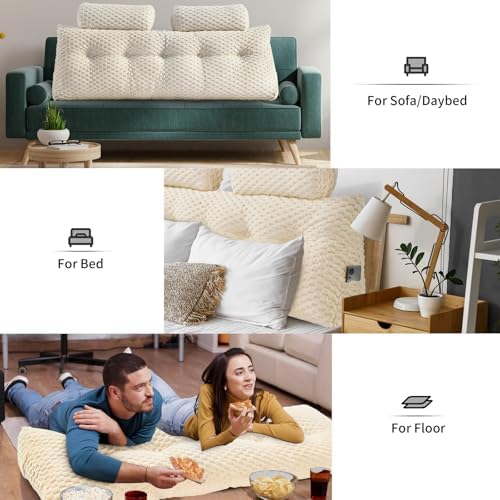 EUHAMS Headboard Pillow Queen with Neck Roll, Triangular Backrest Pillow