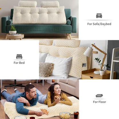 EUHAMS Headboard Pillow Queen with Neck Roll, Triangular Backrest Pillow