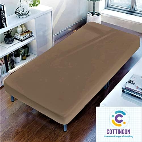 1 PC Cot Size 33" x 75" Fitted Sheet Only, 100% Egyptian Cotton,Taupe Solid
