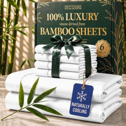 DECOLURE 100% Viscose Derived from Bamboo Sheets | 6 Pc Bed Set